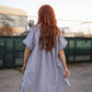 Paige Handwoven Cotton Relaxed Shirt Dress in Blue and White Pin-Stripe Made to Order