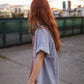 Paige Handwoven Cotton Relaxed Shirt Dress in Blue and White Pin-Stripe Made to Order