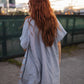Paige Handwoven Cotton Relaxed Shirt Dress in Blue and White Pin-Stripe Made to Order