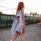 Paige Handwoven Cotton Relaxed Shirt Dress in Blue and White Pin-Stripe Made to Order