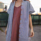 Paige Handwoven Cotton Relaxed Shirt Dress in Blue and White Pin-Stripe Made to Order