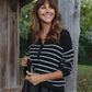 Aiden Classic Breton Style Henley in Green and White Stripe Made to Order