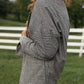 Portuguese Wool Pieper Coat in Black and Cream Houndstooth Plaid Weave