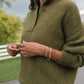 Imogene Oversized Wool Henley in Moss Made to Order