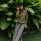 Imogene Oversized Wool Henley in Moss Made to Order