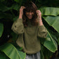 Imogene Oversized Wool Henley in Moss Made to Order
