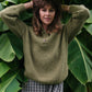 Imogene Oversized Wool Henley in Moss Made to Order
