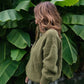 Imogene Oversized Wool Henley in Moss Made to Order