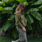 Imogene Oversized Wool Henley in Moss Made to Order