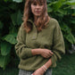 Imogene Oversized Wool Henley in Moss Made to Order