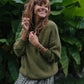 Imogene Oversized Wool Henley in Moss Made to Order