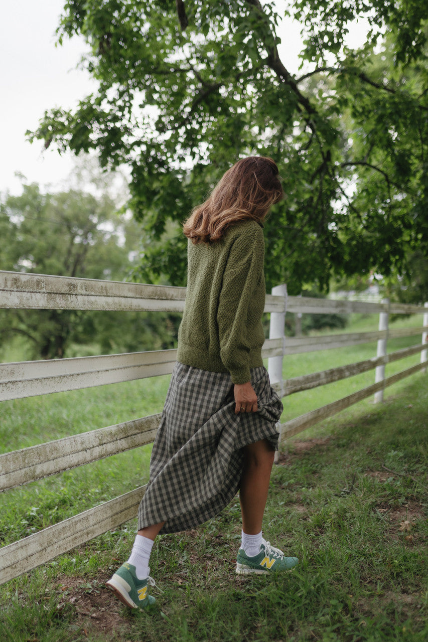 Imogene Oversized Wool Henley in Moss - Pre-Order 1/30