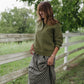 Imogene Oversized Wool Henley in Moss Made to Order
