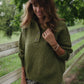 Imogene Oversized Wool Henley in Moss Made to Order