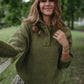 Imogene Oversized Wool Henley in Moss Made to Order
