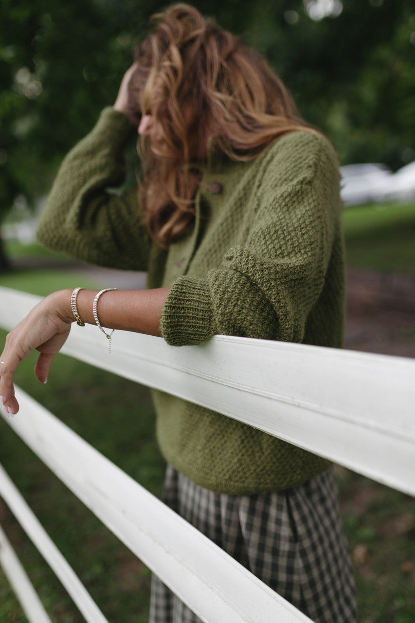 Imogene Oversized Wool Henley in Moss - Pre-Order 1/30