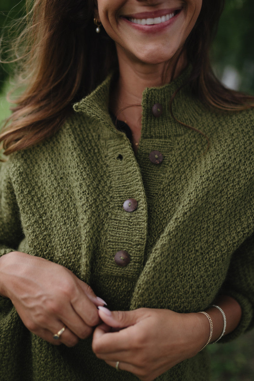 Imogene Oversized Wool Henley in Moss - Pre-Order 1/30