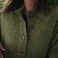 Imogene Oversized Wool Henley in Moss Made to Order