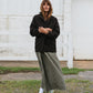 Portuguese Wool Pieper Coat in Black and Brown Herringbone - L and XL Left