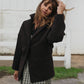 Portuguese Wool Pieper Coat in Black and Brown Herringbone - L and XL Left