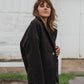 Portuguese Wool Pieper Coat in Black and Brown Herringbone - L and XL Left