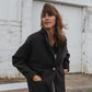 Portuguese Wool Pieper Coat in Black and Brown Herringbone - L and XL Left