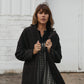 Portuguese Wool Pieper Coat in Black and Brown Herringbone - L and XL Left