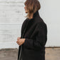 Portuguese Wool Pieper Coat in Black and Brown Herringbone - L and XL Left