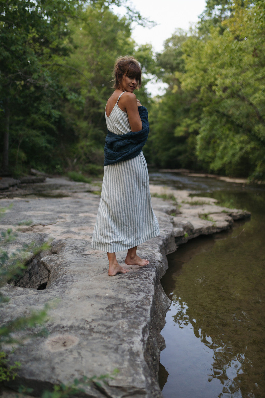 Tina Triangle Knit Cotton Cardigan in Teal