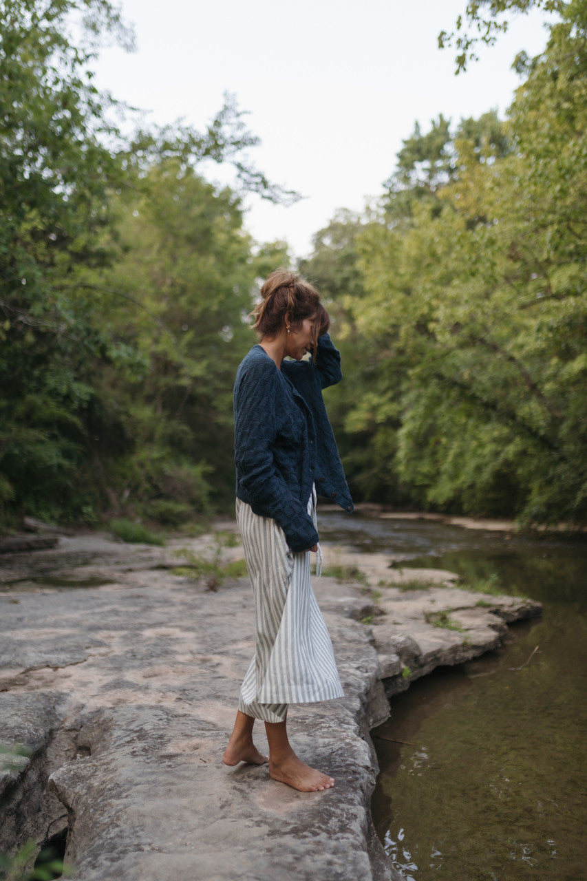 Tina Triangle Knit Cotton Cardigan in Teal