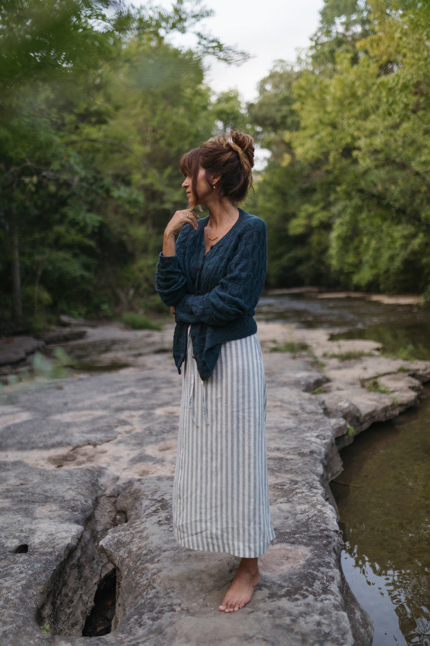 Tina Triangle Knit Cotton Cardigan in Teal