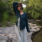 Tina Triangle Knit Cotton Cardigan in Teal Made to Order