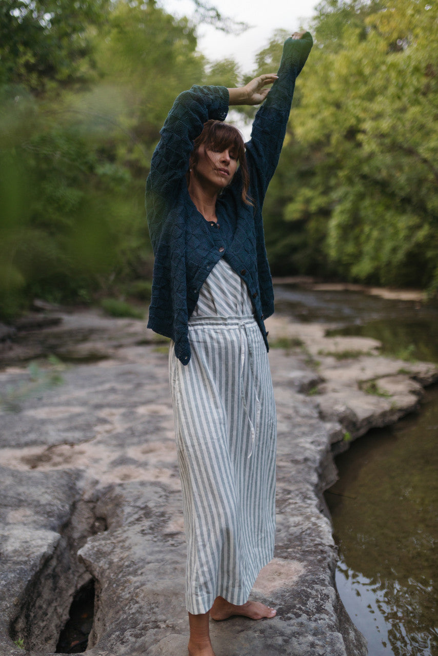 Tina Triangle Knit Cotton Cardigan in Teal