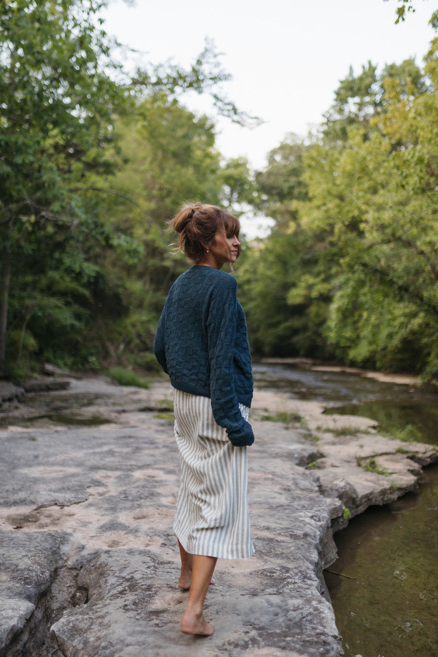 Tina Triangle Knit Cotton Cardigan in Teal