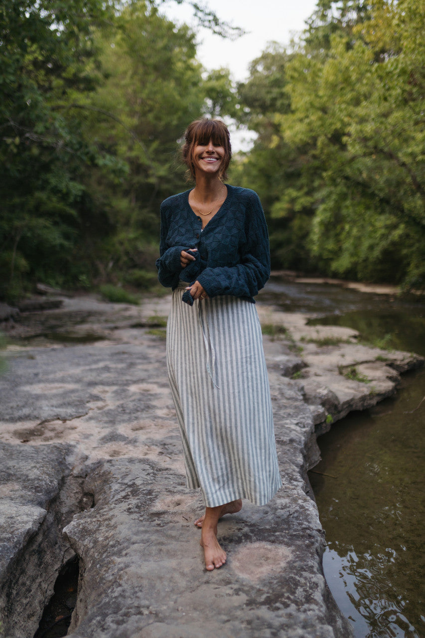 Tina Triangle Knit Cotton Cardigan in Teal