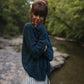 Tina Triangle Knit Cotton Cardigan in Teal Made to Order