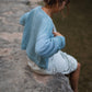 Kim Classic Cotton Cardigan in Light Blue Made to Order