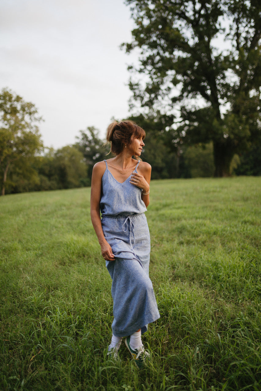 Linen Skirt Set in Light Blue - Pre-Order 2/30