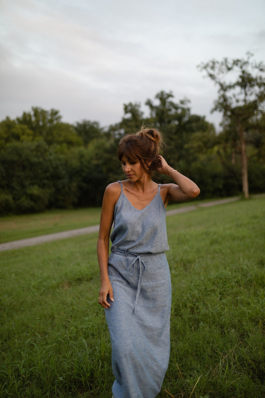 Linen Skirt Set in Light Blue - Pre-Order 2/30