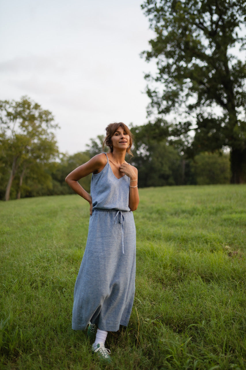 Linen Skirt Set in Light Blue - Pre-Order 2/30