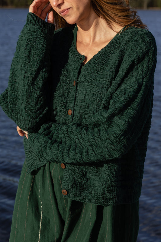 Hazel Cotton Cardigan in Teal Made to Order