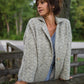 Portuguese Wool Pieper Coat in Light Grey and Cream Lace Weave Made to Order