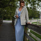 Portuguese Wool Pieper Coat in Light Grey and Cream Lace Weave Made to Order