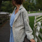 Portuguese Wool Pieper Coat in Light Grey and Cream Lace Weave Made to Order