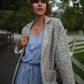 Portuguese Wool Pieper Coat in Light Grey and Cream Lace Weave Made to Order