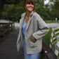 Portuguese Wool Pieper Coat in Light Grey and Cream Lace Weave Made to Order