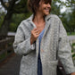 Portuguese Wool Pieper Coat in Light Grey and Cream Lace Weave Made to Order