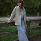 Portuguese Wool Pieper Coat in Light Grey and Cream Lace Weave Made to Order