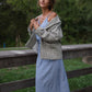 Portuguese Wool Pieper Coat in Light Grey and Cream Lace Weave Made to Order