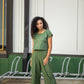 Katie Handwoven Cotton Crop Set in Green Check - S Full Set Left